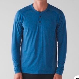 Lululemon Men's Metal Vent Tech Long Sleeve Henley Blue Size Small